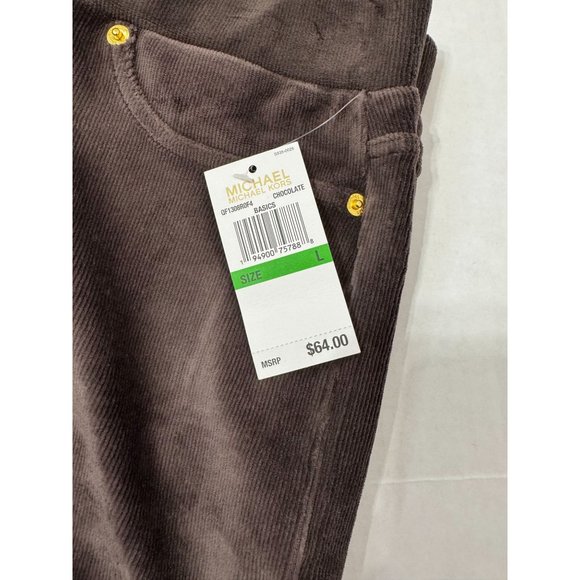 Michael Kors NWT Sz L Chocolate Faux Suede/Corduroy Pull On Pants - Picture 3 of 8